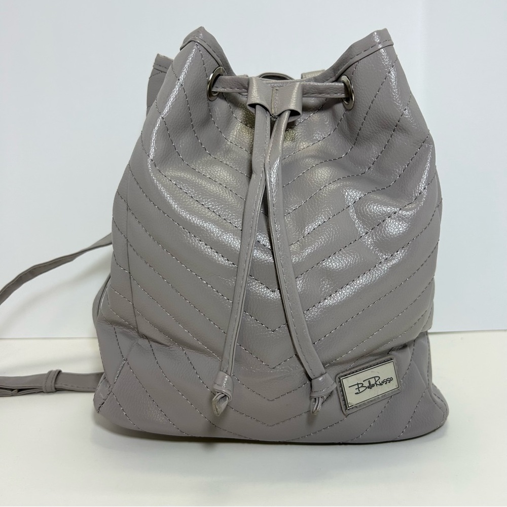 Bella Russo Light Gray Backpack Purse Bucket Bag faux leather